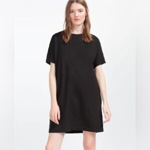 3/$20 Zara Black Tshirt Dress Pockets Size Small Oversized Casual Relaxed Fit